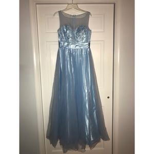 Light Blue Floral Prom Dress